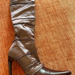 Les Tropeziennes Mauve Satin and Leather boots